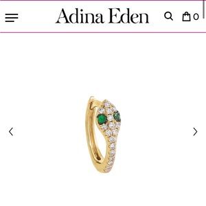 14k gold Snake Huggie Earring with emeralds